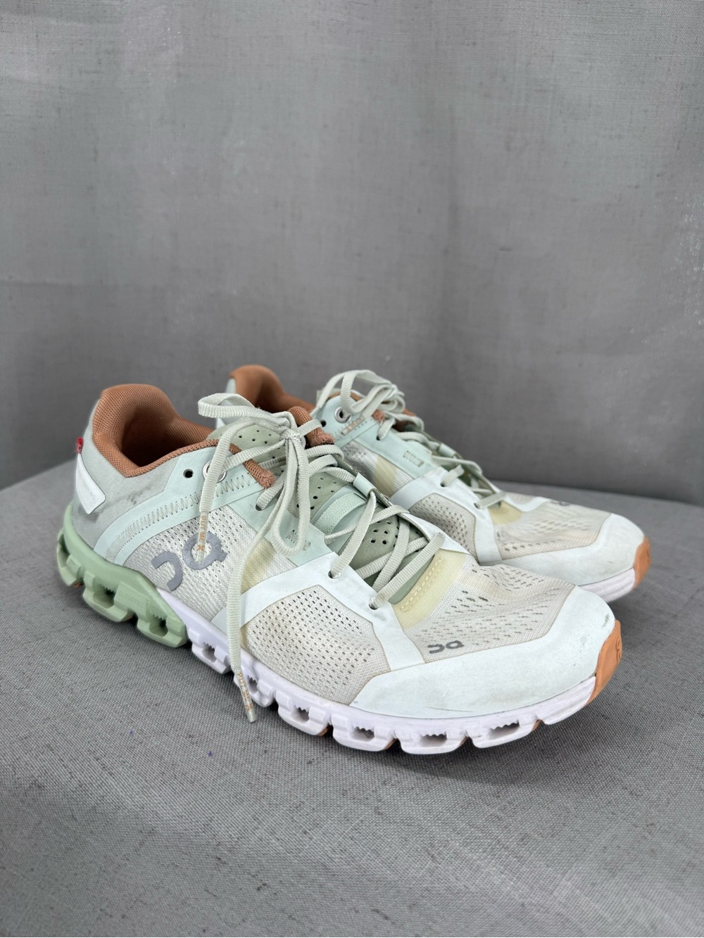 On Cloud Shoes Womens Size 7 Cloudflow Aloe White Gray Running Walking Sneaker